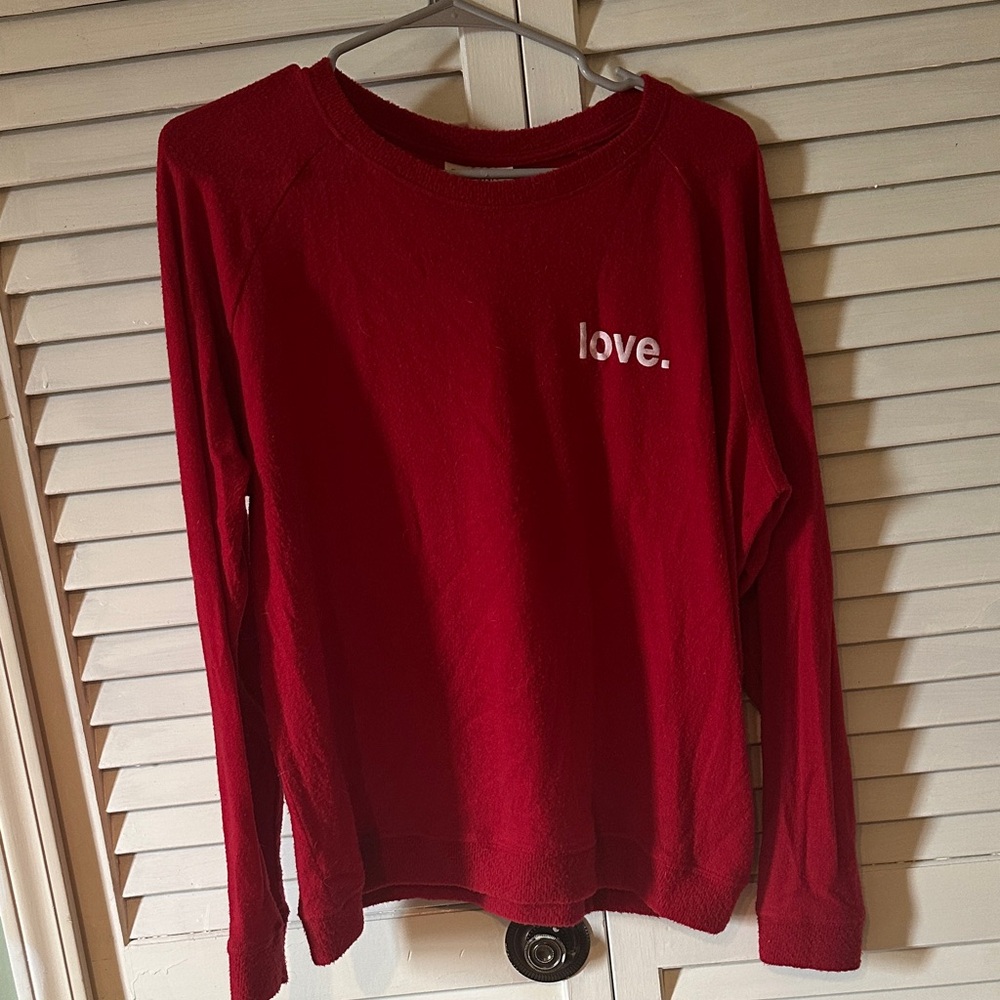 Red Crew Neck Lightweight Love Sweater